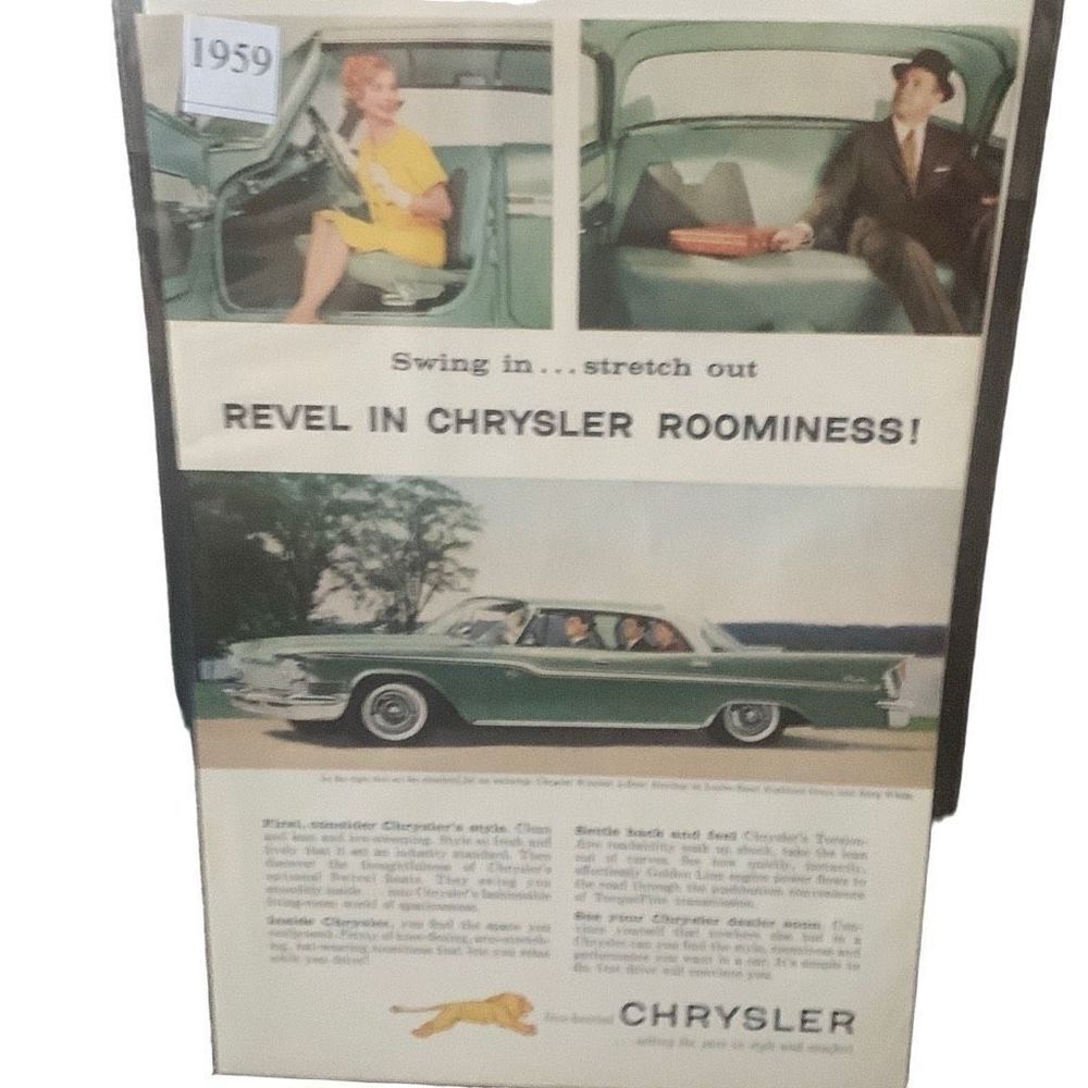 Vintage 1959 Chrysler Revel in Chrysler Roominess Ad Advertisement